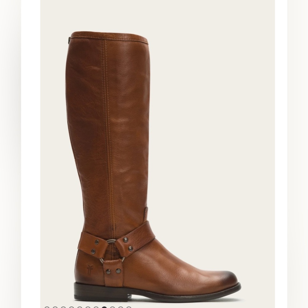 Frye Phillip Harness Brown Leather Knee-High Boots -9 B